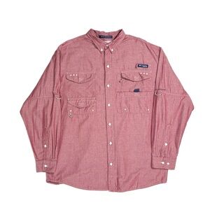 Columbia Sportswear Utility Faded Red super bonehead Fishing Shirt Men’s Large